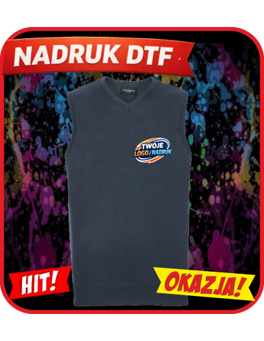 Męski sweter bez rękawów odzież reklamowa DTF logo trwały nadruk pełny kolor