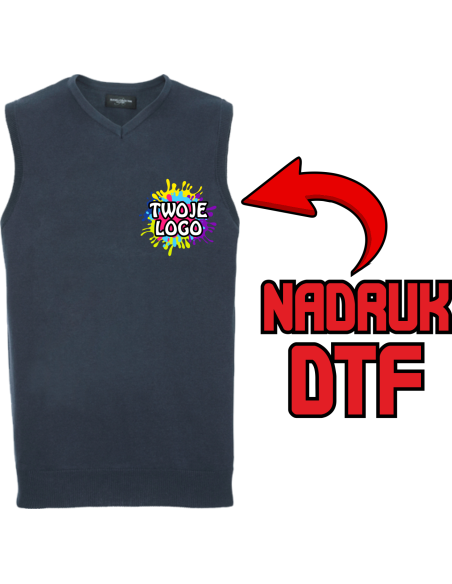 Męski sweter bez rękawów ODZIEŻ REKLAMOWA NADRUK DTF Logo grafika 20sztuk
