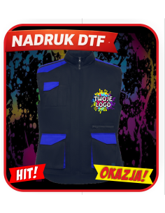 Kamizelka wielokieszeniowa odzież reklamowa DTF logo trwały nadruk pełny kolor