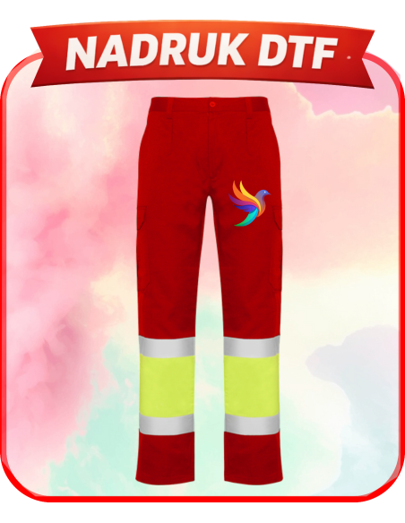 Spodnie odblaskowe firmowa PERSONALIZACJA NADRUK DTF Twoja grafika 10 SZT