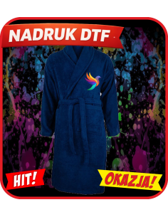 Organiczny szlafrok odzież reklamowa DTF logo trwały nadruk pełny kolor