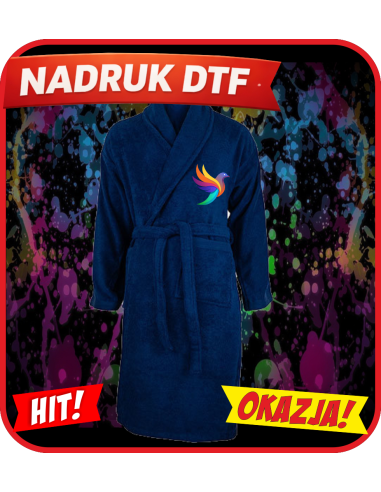 Organiczny szlafrok odzież reklamowa DTF logo trwały nadruk pełny kolor