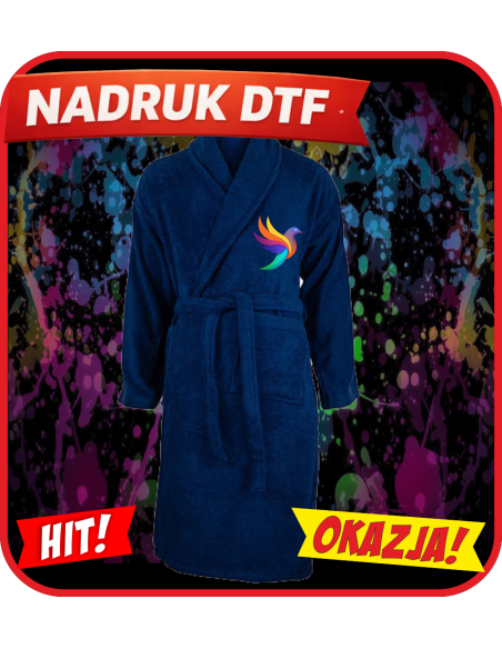 Organiczny szlafrok odzież reklamowa DTF logo trwały nadruk pełny kolor