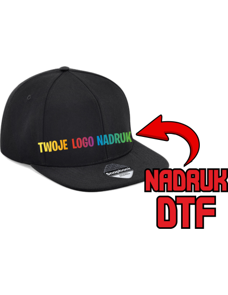 Czapka z płaskim daszkiem ODZIEŻ REKLAMOWA NADRUK DTF Logo grafika 20sztuk