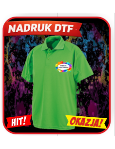 Koszulka polo odzież reklamowa DTF logo trwały nadruk pełny kolor