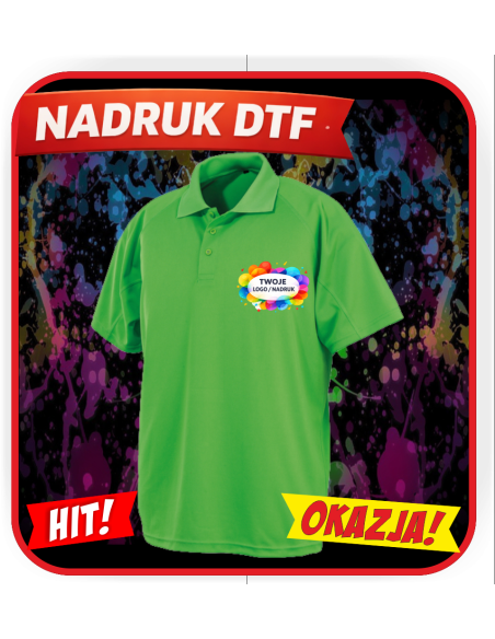 Koszulka polo odzież reklamowa DTF logo trwały nadruk pełny kolor