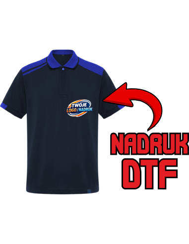 Koszulka polo odzież reklamowa DTF logo trwały nadruk pełny kolor