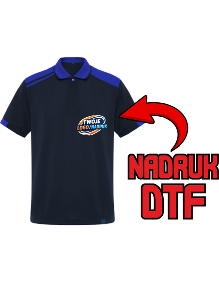 Koszulka polo odzież reklamowa DTF logo trwały nadruk pełny kolor