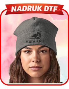 Czapka z polaru odzież reklamowa DTF logo trwały nadruk pełny kolor