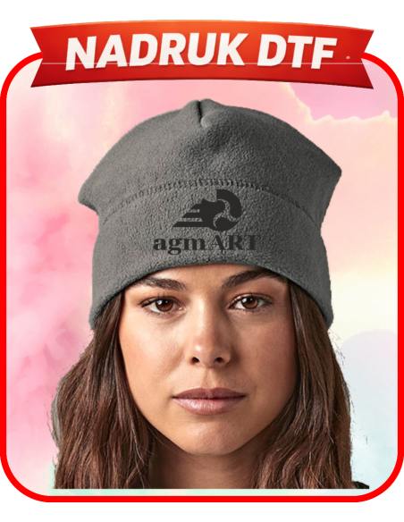Czapka z polaru odzież reklamowa DTF logo trwały nadruk pełny kolor