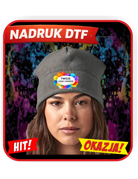 Czapka z polaru firmowa PERSONALIZACJA NADRUK DTF Twoja grafika 10 SZT
