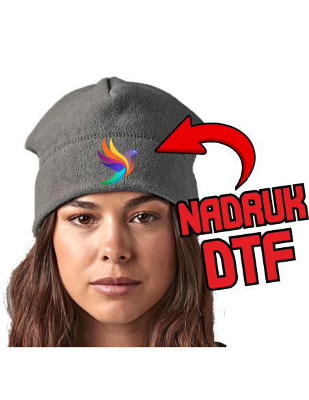 Czapka z polaru ODZIEŻ REKLAMOWA NADRUK DTF Logo grafika 20sztuk
