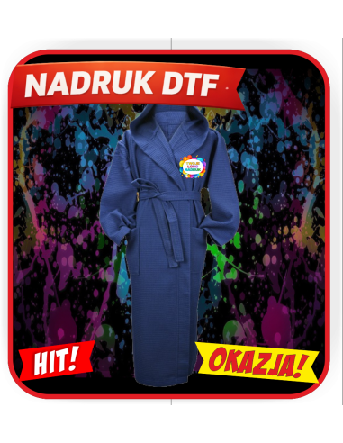 Szlafrok z kapturem odzież reklamowa DTF logo trwały nadruk pełny kolor