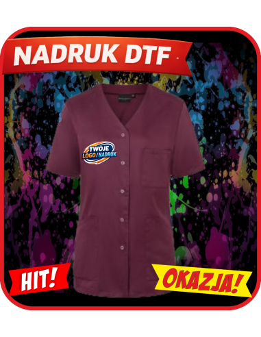 Tunika damska odzież reklamowa DTF logo trwały nadruk pełny kolor