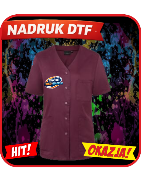 Tunika damska odzież reklamowa DTF logo trwały nadruk pełny kolor
