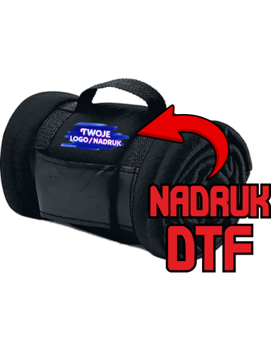 Koc polarowy z uchwytem ODZIEŻ REKLAMOWA NADRUK DTF Logo grafika 20sztuk