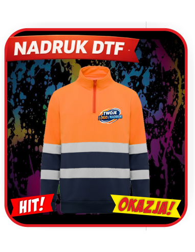 Bluza z półzamkiem odzież reklamowa DTF logo trwały nadruk pełny kolor