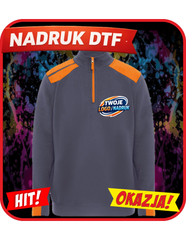 Bluza z zamkiem 1/2 odzież reklamowa DTF logo trwały nadruk pełny kolor