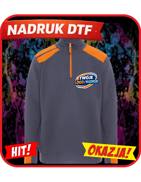 Bluza z zamkiem 1/2 odzież reklamowa DTF logo trwały nadruk pełny kolor