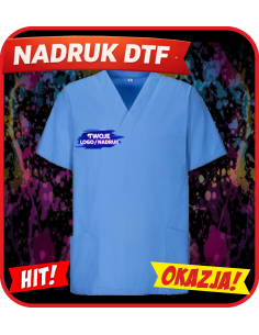Tunika na krótki rękaw odzież reklamowa DTF logo trwały nadruk pełny kolor