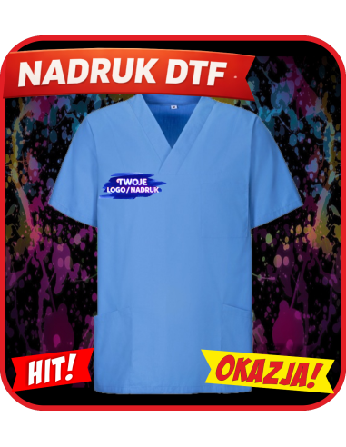 Tunika na krótki rękaw odzież reklamowa DTF logo trwały nadruk pełny kolor