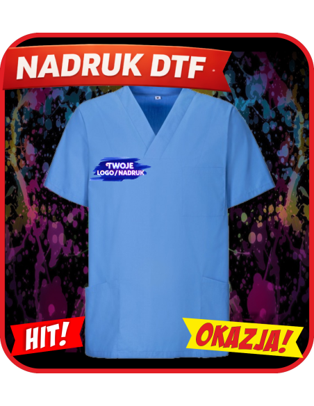 Tunika na krótki rękaw odzież reklamowa DTF logo trwały nadruk pełny kolor