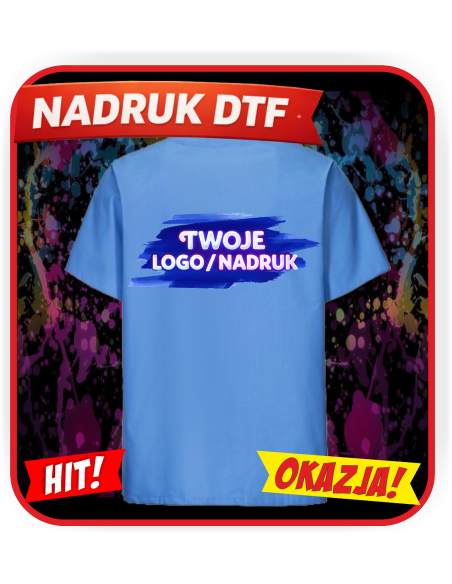 Tunika na krótki rękaw odzież reklamowa DTF logo trwały nadruk pełny kolor