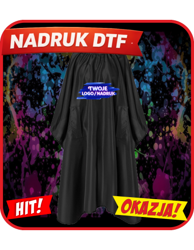 Wodoszczelna peleryna fryzjerska odzież reklamowa DTF logo trwały nadruk pełny kolor