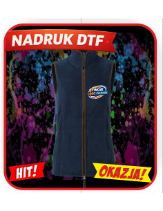 Damski bezrękawnik odzież reklamowa DTF logo trwały nadruk pełny kolor