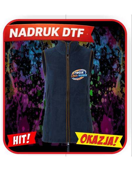 Damski bezrękawnik odzież reklamowa DTF logo trwały nadruk pełny kolor
