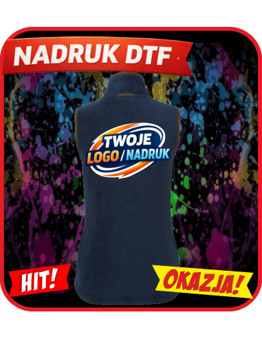 Damski bezrękawnik odzież reklamowa DTF logo trwały nadruk pełny kolor