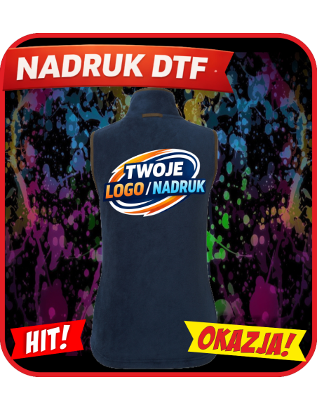 Damski bezrękawnik odzież reklamowa DTF logo trwały nadruk pełny kolor