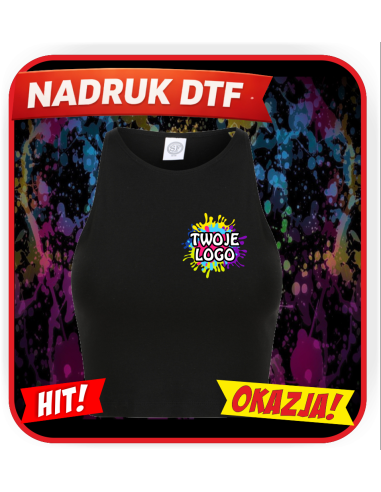 Damski krótki top odzież reklamowa DTF logo trwały nadruk pełny kolor