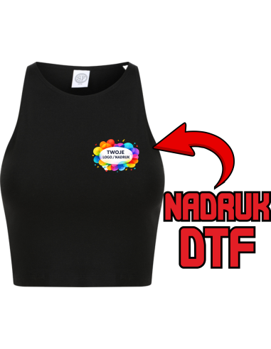Damski krótki top ODZIEŻ REKLAMOWA NADRUK DTF Logo grafika 20sztuk