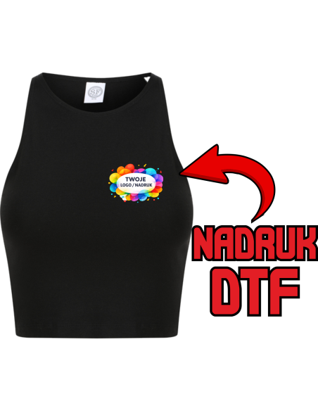 Damski krótki top ODZIEŻ REKLAMOWA NADRUK DTF Logo grafika 20sztuk