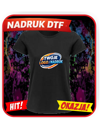 T-shirt z okrągłym dekoltem odzież reklamowa DTF logo trwały nadruk pełny kolor