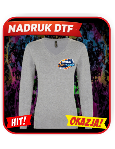 Sweter damski odzież reklamowa DTF logo trwały nadruk pełny kolor