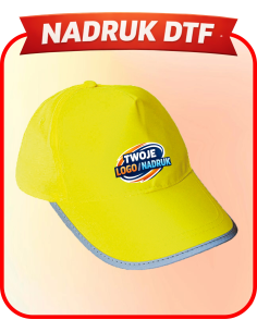 Czapka ostrzegawcza odzież reklamowa DTF logo trwały nadruk pełny kolor
