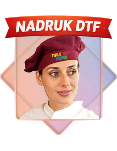 Beret kucharski odzież reklamowa DTF logo trwały nadruk pełny kolor