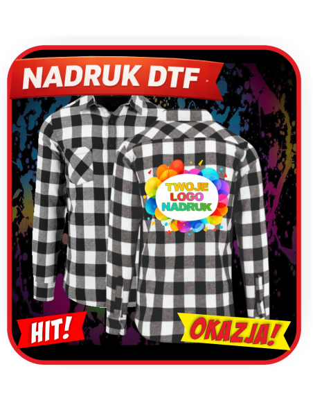 Koszula flanelowa odzież reklamowa DTF logo trwały nadruk pełny kolor