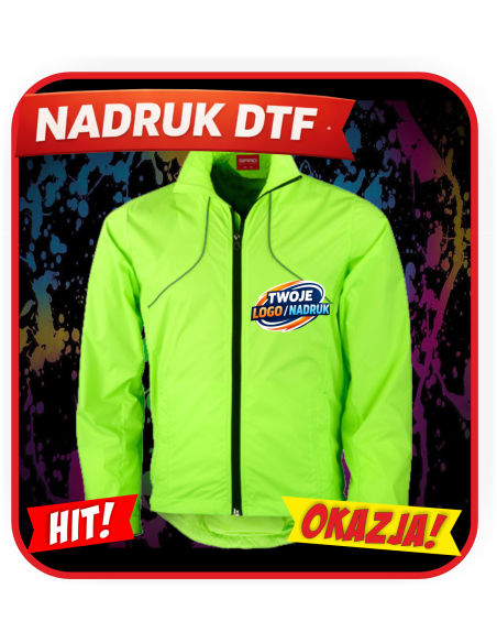 Wodoodporna kurtka odzież reklamowa DTF logo trwały nadruk pełny kolor