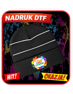 Czapka zimowa odblaskowa odzież reklamowa DTF logo trwały nadruk pełny kolor