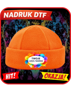 Czapka zimowa polarowa odzież reklamowa DTF logo trwały nadruk pełny kolor