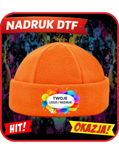 Czapka zimowa polarowa odzież reklamowa DTF logo trwały nadruk pełny kolor