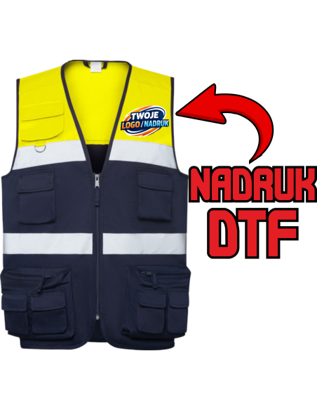 Kamizelka wielokieszeniowa ODZIEŻ REKLAMOWA NADRUK DTF Logo grafika 20sztuk