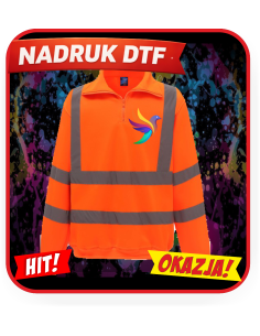 Bluza na zamkek 1/4 odblaskowa odzież reklamowa DTF logo trwały nadruk pełny kolor