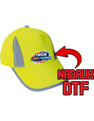 Dziecięca czapka odblaskowa ODZIEŻ REKLAMOWA NADRUK DTF Logo grafika 20sztuk