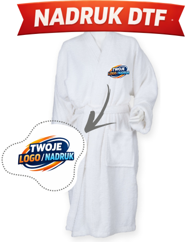 Szlafrok kąpielowy unisex odzież reklamowa DTF logo trwały nadruk pełny kolor