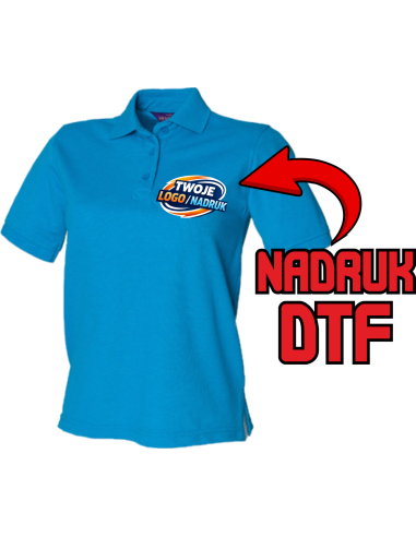 Damska koszulka polo ODZIEŻ REKLAMOWA NADRUK DTF Logo grafika 20sztuk