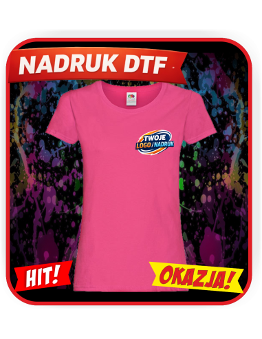 T-shirt damski odzież reklamowa DTF logo trwały nadruk pełny kolor